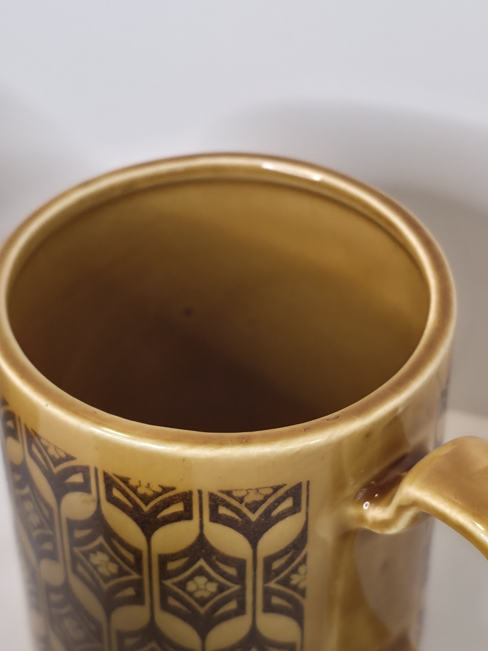 Vintage Royal Sealy Japan Brown Amber Geometric Coffee Mugs Cups Set of 4 MCM - Picture 7 of 11